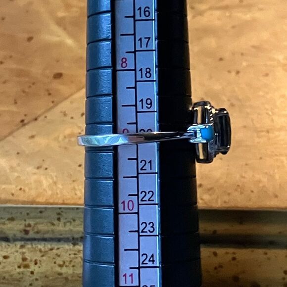 London Blue Topaz Sleeping Beauty Turquoise Sterling Silver Ring Size 9 - Picture 9 of 10